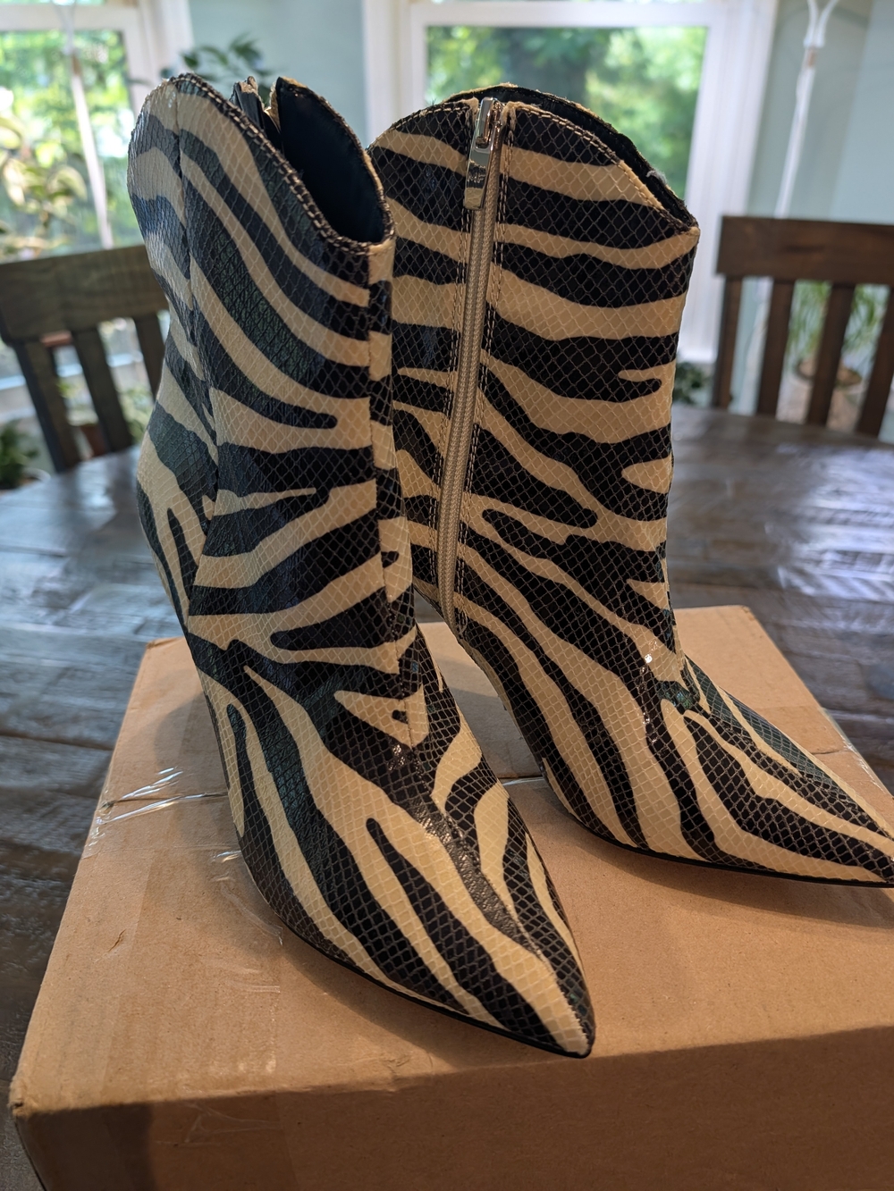 Marc Fisher "Ravati" Zebra Print Booties - Black & Cream